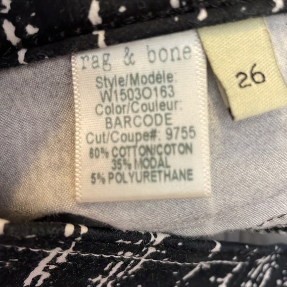Rag & Bone Black & White Print Skinny Stretch Zip Front Leggings/Jeans Size 26 - Picture 13 of 14